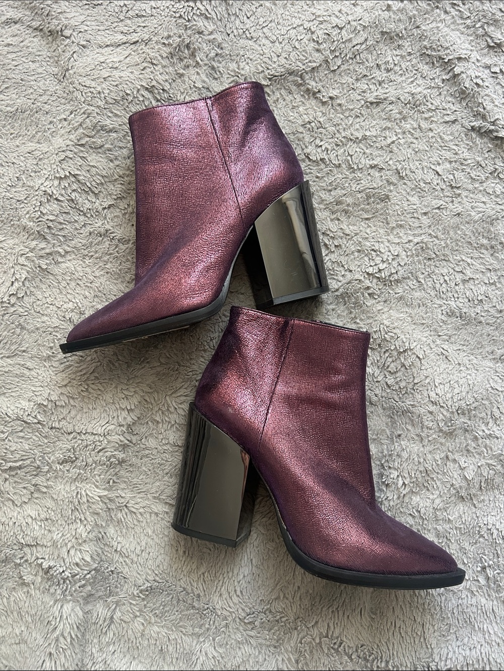 Mimosa Metallic Plum Women's Leather Ankle Boots
